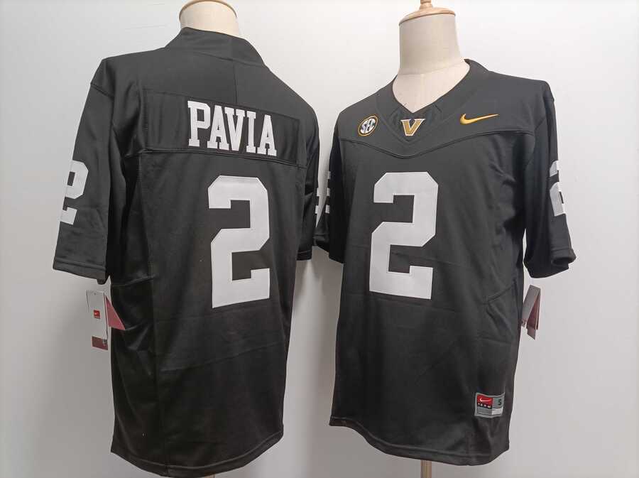 Men%27s Vanderbilt Commodores #2 Diego Pavia Black FUSE College Football Jersey